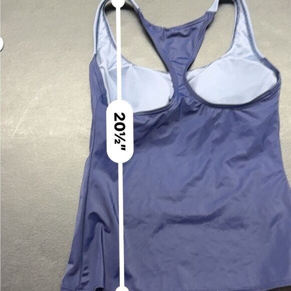 DKNY Swim Gray and Blue Striped racerback Tankini Top size small- EUC! - Picture 5 of 9
